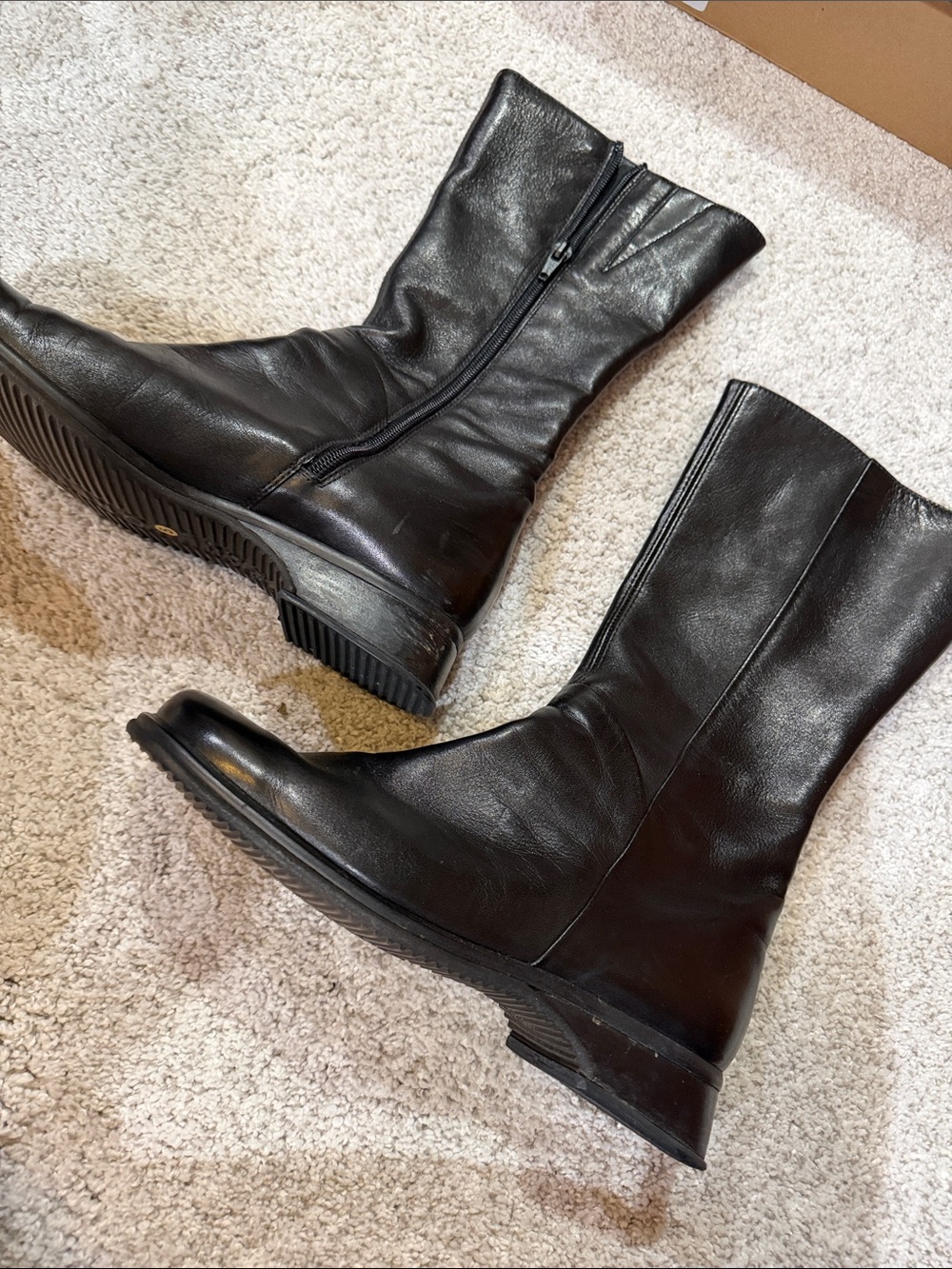 Paul Green Tall Black Leather Zip-Up Boots